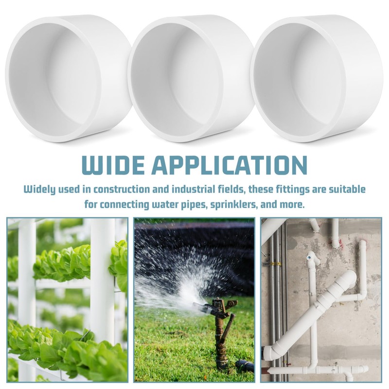 jojofuny2.5 Inch PVC Pipe End Cap Plug PVC Cap, 4pcs