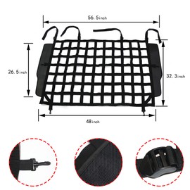 BESTAOO Pet Net Vehicle Safety Mesh Dog Barrier for Jeep Wrangler JK JL 4-Door 2007-2025, Fits Behind Rear Seat, Suitable for Medium, Large Pets, Easy to Install