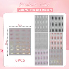 Auiremrti 6 Blätter Stern-Nagel-Aufkleber, selbstklebende 3D-Nagelaufkleber,Himmlische Nagelaufkleber,Laser-Pentagramm-Nagelkunstaufkleber,Nageldekoration