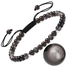 Apocalyptic-K Braided Rope Natural Stone Bracelet & 925 Sterling Silver, Gold-Plated, 4-6 mm, 6.7-9.3 inches, Women's Bracelet & 925 Sterling Silver, Adjustable, Sterling Silver Stone, 925 sterling