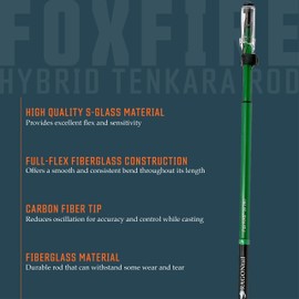 DRAGONtail Foxfire zx280 Zoom Zoom Fiberglass - Hybrid Tenkara Rod, Rod (No Kit)- Green