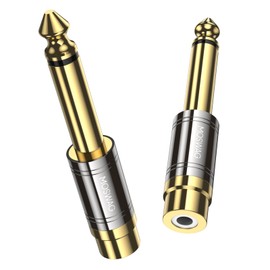 MOSWAG 1/4 to RCA Adapter, Female to 6.35mm 1/4 Inch Male Mono TS Interconnect Audio Conversion Plug, Gold Plated - 2 Pack