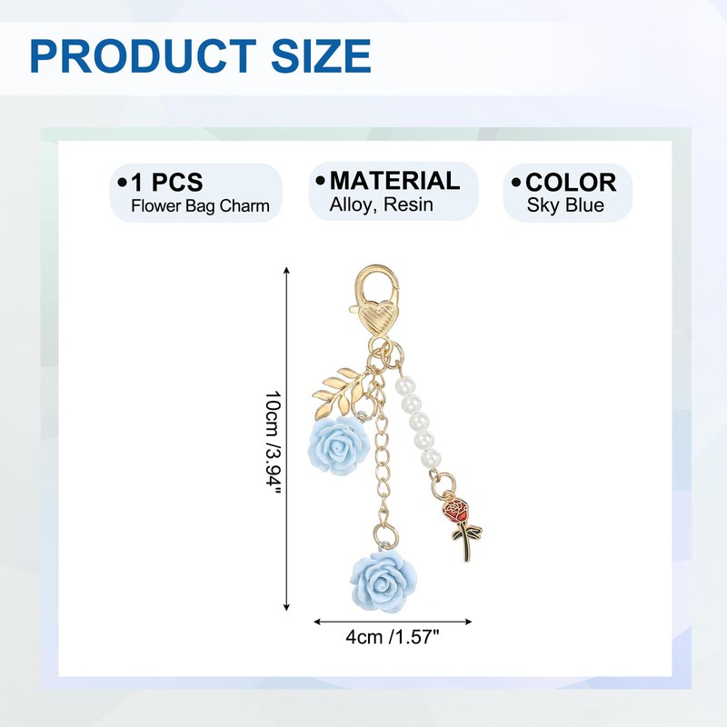 PATIKIL Rose Keychain Pendant, Rose Flower Purse Charm for Handbags