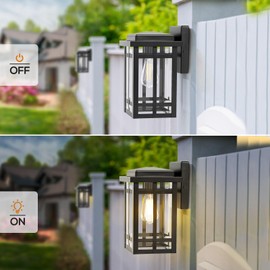 MYHXQ Outdoor Wall Light Fixtures 9.76'', Waterproof Porch Lights Lantern, Exterior Modern Matte Black Wall Mount Lighting, Anti-Rust E26 Socket Outside Scones for Front Door Garage Patio, 2 Pack