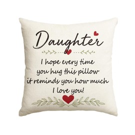 AVOIN colorlife to My Daughter Hug Throw Pillow Cover, 18 x 18 Inch Christmas Daughter Gift Lady Girls Birthday Cushion Case I Love You So Much from Mum Dad