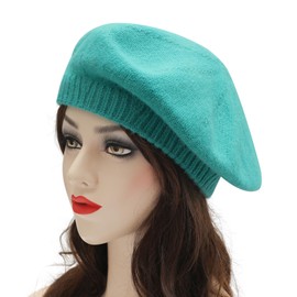 ZLYC French Beret Hat Fashion Print Lightweight Winter Warm Artist Hat for Women (Plain Teal)