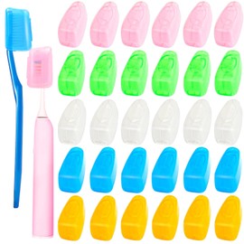 Blvochnnt 30Pcs Travel Toothbrush Head Covers,Portable Tooth Dental Brush Pod Caps Case Cover Convenient for Home,Outdoor(Colorful)