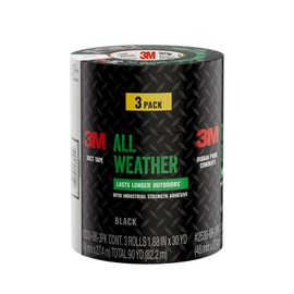 3M All Weather Black Duct Tape, 1.88 in x 30 yd, UV/Water Resistant, Stands up to Heat, Sunlight, Rain, Sleet & Snow, Great for Patching, Reparing Outdoor Items and Reinforcing Tools (2530-BK-3PK)