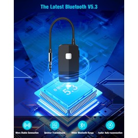 Golvery Upgraded Bluetooth 5.3 Receiver for Speaker, Wireless Audio Adapter for Home Audio Car Stereo with 3.5mm RCA Jack, 20 Hours Playtime, Dual Connection to 2 Phones, Easy Control ON/Off Slider