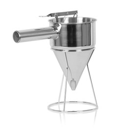 Mahlzeit Stainless Steel Dough Scoop, Outlet Diameter 8 mm, with Outlet Opening, Stopcock and Frame, Baker's Dough Dispenser, Grape Funnel, Dough Dispenser, Sauce Funnel, Filling Funnel, Batter