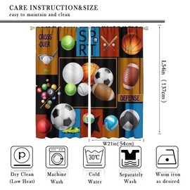 Basketball Curtains Boys Sport Kid Curtains for Bedroom, Basketball Sport Theme Window Treatments for Living Room,Teen Boys Girls Room Decor Drapes 2 Panel Sets,42x54 Inch