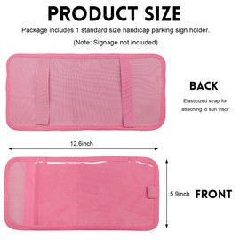 Gasedin Handicap Placard Holder for Car, 13.8"×5.9" Transparent Parking Placard Pocket for Sun Visor, Parking Permit Protector with Pen Holder & Elastic Strap, Car Accessories (Pink)