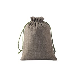 KONMAY Set of 10 20 x 30 cm Army Green Jute Gift Bags with Drawstring, Large Jute Bag, Linen Bag, Hessian Jewellery Bag with Drawstring for Lavender Flowers, Jewellery, Gifts