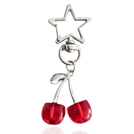 Meefisher Red Cherry Star Keychain Bag Charms Keyring Cute Y2K Aesthetic Accessories for Women Car Keys Purse Backpack