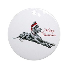CafePress Great Dane Merley Christmas Ornament (Round) Round Holiday Christmas Ornament