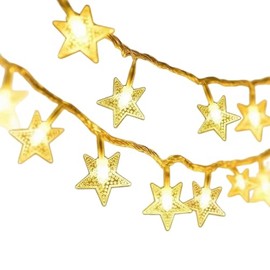 Star String Lights, 33ft 100 LED 8 Modes Star Fairy Lights Battery Operated Waterproof Indoor Outdoor for Bedroom Patio Party Wedding Tent Loft Bed Xmas Tree Decor, Warm White
