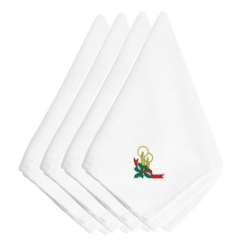 Caroline's Treasures EMBT2073NPKE Christmas Candles with Holly Embroidered Napkins (Set of 4), 20", Multicolor