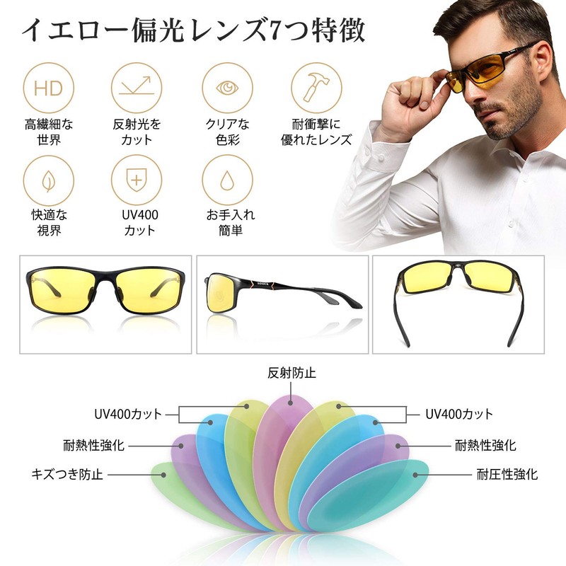 SOXICK UV 400 Men's Polarized Sunglasses for Night Driving, Night