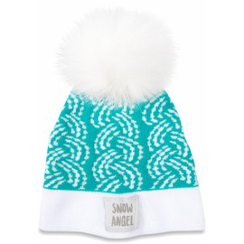 Pavilion Gift Company Snow Angel-Teal Knit Pom Hat (12-24 Months), Blue, One Size