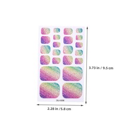 SAFIGLE 11pcs Rainbow Glitter Toenail Stickers Full Coverage Nail Wraps for Bathing Pool Beach Durable Sparkling Toe Nail Decorations