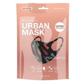Christmas Copper Ion Infused Washable Reusable Face Coverings Masks Made in South Korea (Tree - Black)