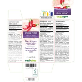 Naturalma Cayenne Pepper (Capsicum annuum) Fruit Alcohol-Free Tincture - 4 fl oz Liquid Extract in Drops - Herbal Supplement - Vegan