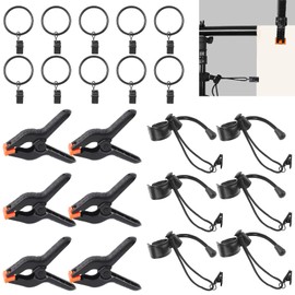 Rustark 22Pcs Backdrop Clips Clamps Elastic Photo Clips Holder Clips Assortment Kit with Curtain Clips Backdrop Rings Large Backdrop Spring Clamps Clips for Photography Video Studio Photo Backdrop