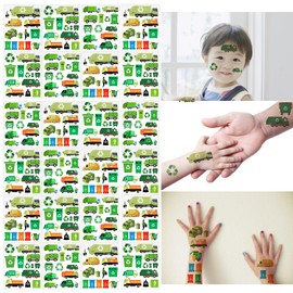 ATSMOICY 290 Pieces Garbage Truck Temporary Tattoo - Rubbish Truck Themed Party Supplies Waste Management Recycling Birthday Baby Shower Party Favors Fake Tattoos for Kids