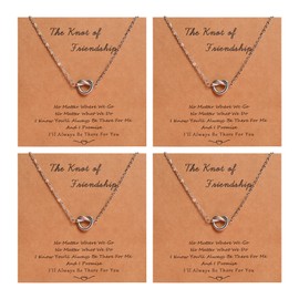 YELUWA 4 Pcs Best Friend Friendship Necklaces Forever Love Knot Infinity Friendship Necklaces Jewelry Distance Matching Birthday Bridesmaid Maid of Honor Women Girl Sisters Wedding Bridesmaid Proposal