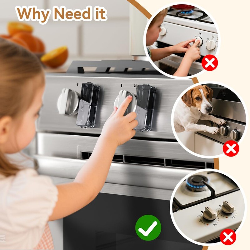 EUDEMON 5 Pack Baby Safety Gas Stove Knob Locks,Childproof Lock
