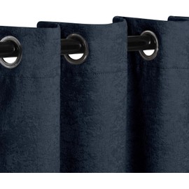 Superior Blackout Curtains, Sun Blocking Curtain for Bedroom, Farmhouse, Living Window Accent, Room Darkening, Grommet Header, Senna Collection, Set of 2 Panels, 52" x 108", Navy Blue