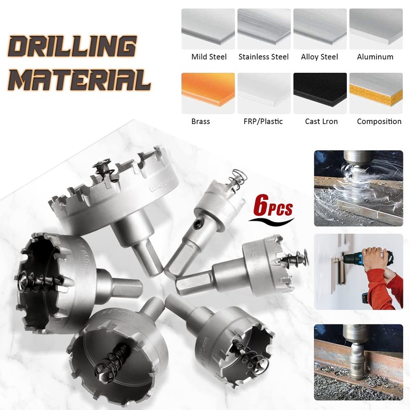 SagaSave Carbide Hole Cutter Set Durable Hole Saw Set for