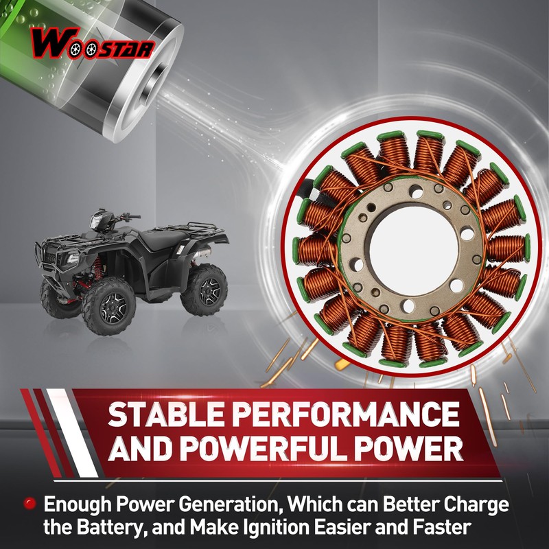 WOOSTAR 18 Coil 5 Wire Magneto Stator Replacement for 2014-2017