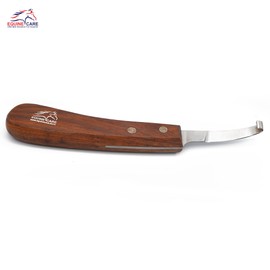 Equine Care Left-Handed Hoof Knife – Razor Sharp Short J2 Steel Blade, Professional Farrier Tool for Horse Hoof Trimming, Goats, Sheep & Livestock | Ergonomic, Rust-Resistant Wooden Handle.