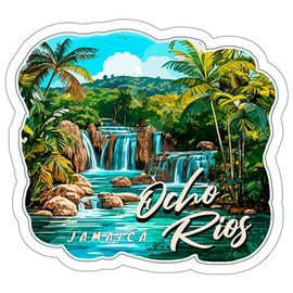 Ocho Rios Jamaica Sticker Travel Weatherproof Souvenir Decal Vinyl Small Waterproof for Water Bottle Mug Passport Notebook Laptop Computer Phone Car Stickers Size 4" ID44990
