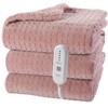 Dowin Pink Heated Blanket Electric Throw Waffle Fleece Heating Warming