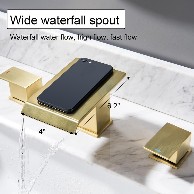 Beiyi Roman Tub Faucet Brushed Gold Deck Mount Waterfall Bathtub