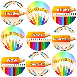 144 Positive Pencils 30mm School Reward Stickers for Teacher, Parent