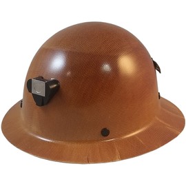 Texas America Safety Company MSA Skullgard Hard Hat with Lamp Bracket, Cord Holder, and FasTrac III Ratchet Suspension, Original Tan Color - Full Brim
