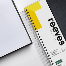 Reeves Hardback Sketchbook - A4 Spiral Bound and Hardback Sketchbook with 80 Pages – Suitable for Beginners, Leisure and Recreational Users - for Use with Pencils, Pastels, & Markers