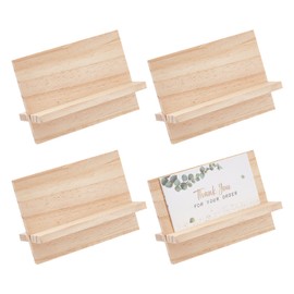 OLYCRAFT 4 Sets of Wooden Business Card Holder Rectangular Wooden Business Card Holder Display Natural Burlywood Business Card Stand for Desk Office Tables Organiser