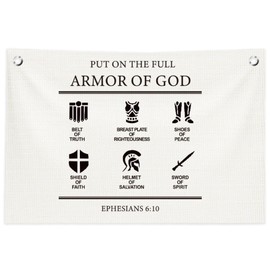 jirteax Christian Nursery Wall Decor,Christian Put on the Full Armor of God Bible Verse Wall Art Canvas Banner Flag for Nursery Home Kids Room Playroom,30x20 Inch