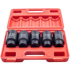 maXpeedingrods 1/2 Inch Drive Deep Spindle Axle Nut Impact Socket Set for Most Cars, 6 Point, 33mm 34mm 35mm 36mm 38mm 5pcs Deep Impact Socket Set