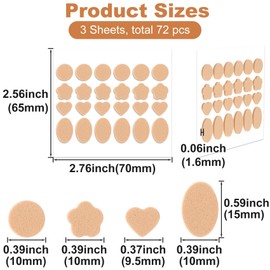 HINZIC 72pcs Earring Support Patches, Self-Adhesive Waterproof Earlobe Lifter, Non-Irritating Ear Lobe Lifting Pad Stickers Replacement for Supporting Heavy Earrings Studs Brooches- 4 Shapes