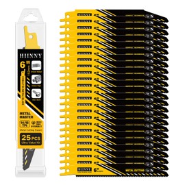 Hiinny 25 Pack 6in 14/18 TPI Bi-Metal Auto Reciprocating Saw Blades,Sawzall Blades Metal Cutting with M42 Teeth and Cobalt,for 1/16-5/16 Medium Metals,Replace for Milwaukee Dewalt Diablo Blade