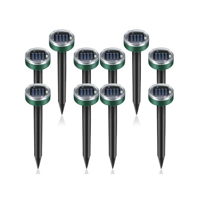Solar Powered Mole Repellent 10 Pack, Effective Ultrasonic Gopher Repeller