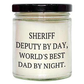 Sheriff Deputy Gifts for Dad - Sheriff Deputy by Day World's Best Dad by Night Vanilla Soy Candle 9oz Soy Wax Hand-Poured Christmas Memorable Present for Husband or Father from Gifts for Him
