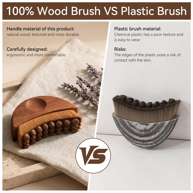 100% Wood Handle Lymphatic Contour Face Brush Stainless Steel Facial