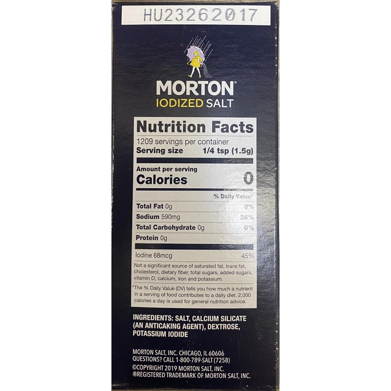 MORTON IODIZED Table Food Restaurant SALT 4 Lb Box -