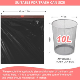 10L Small Bin Bags Drawstring Bin Bag, 75 Counts Bin Liners with Tie Handles Pedal Bin Bags Mini Garbage Bags Drawstring Trash Bags for Car, Office, Bathroom, Bedroom (Black, 10L)